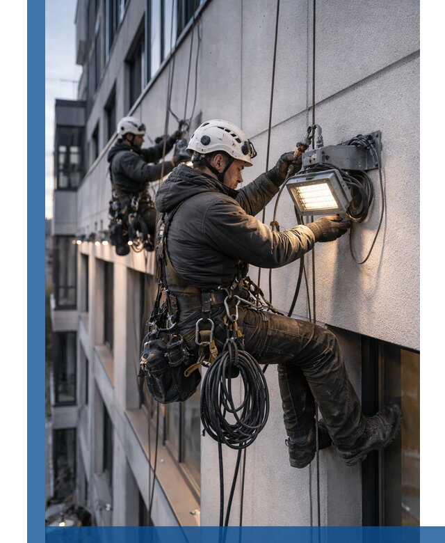 Монтаж фасадного освещения в Бугульме установка и подключение