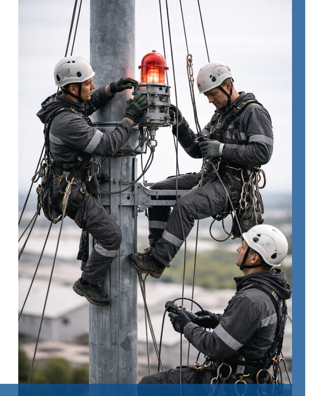 Монтаж заградительных огней в Бугульме от 8592 р. | ВЫСОТНИК-Бгл