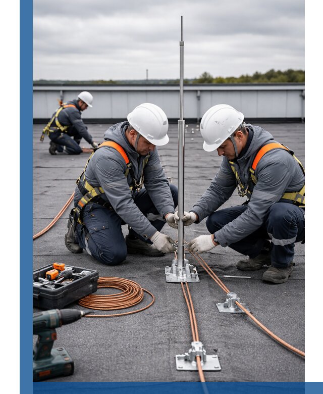 Монтаж молниезащиты на кровле в Бугульме под ключ с гарантией