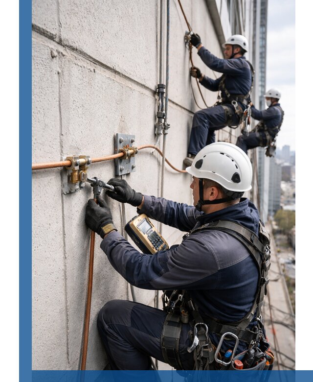 Монтаж системы заземления здания и молниезащиты в Бугульме