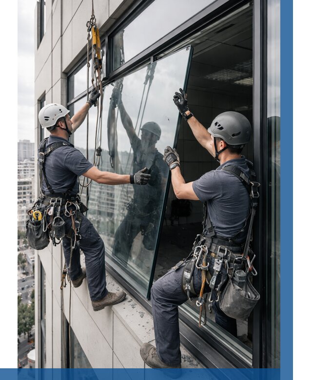 Замена стеклопакетов на высоте в Бугульме от 5559 р. | ВЫСОТНИК-Бгл