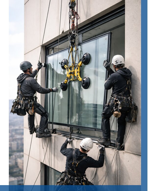 Монтаж стеклопакетов на высоте в Бугульме от 3235 р. | ВЫСОТНИК-Бгл