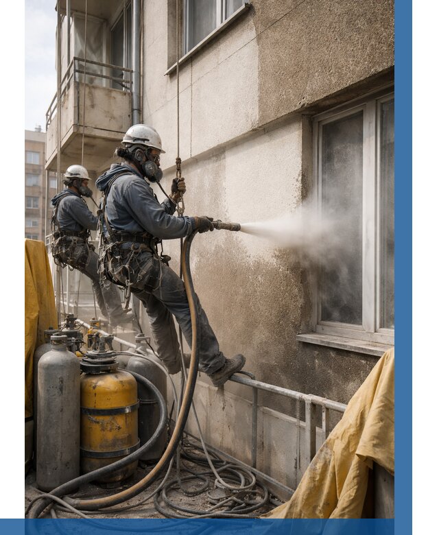 Пескоструйная очистка фасада в Бугульме от 657 р. | ВЫСОТНИК-Бгл