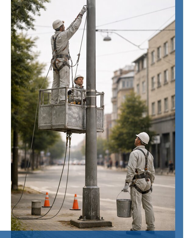 Покраска опор освещения в Бугульме от 5054 р. | ВЫСОТНИК-Бгл