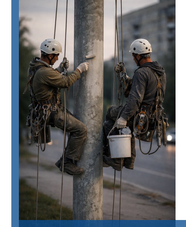 Покраска опор освещения и антикоррозийная защита в Бугульме