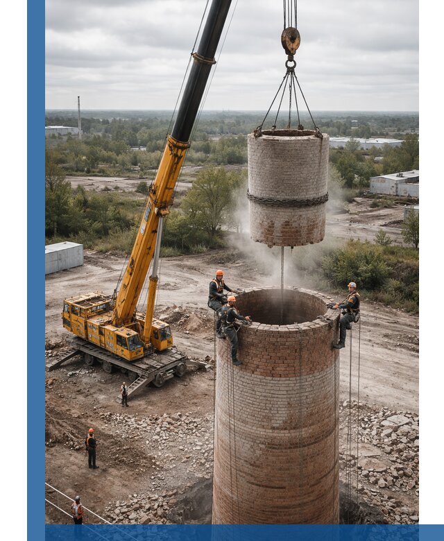 Демонтаж дымовой трубы в Бугульме с гарантиями безопасности