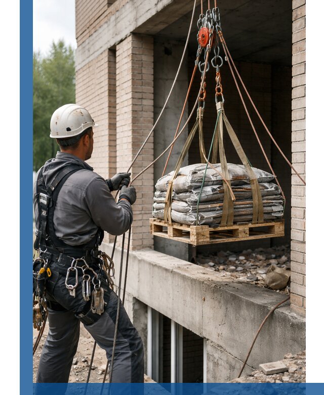Подъем материалов на этаж веревками в Бугульме оперативно