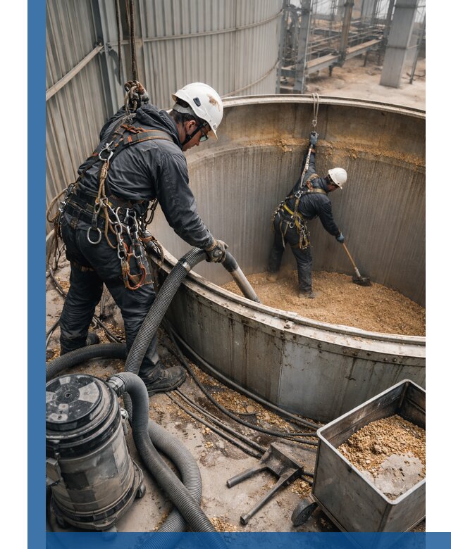 Профессиональная чистка зерновых бункеров в Бугульме с выездом