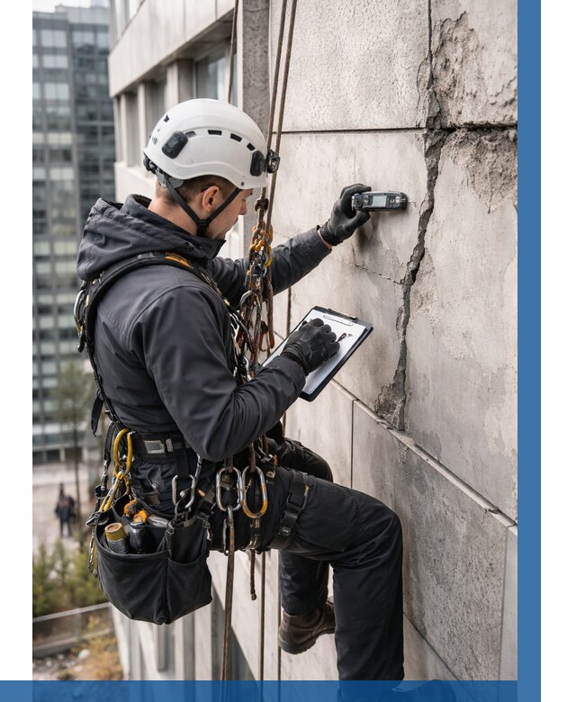 Обследование фасада альпинистами в Бугульме от 121 р. | ВЫСОТНИК-Бгл