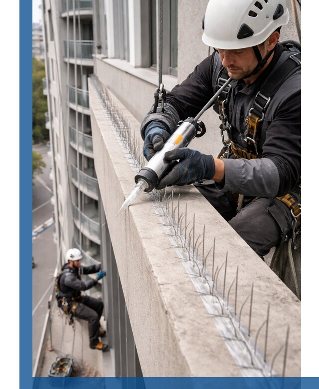 Установка шипов от птиц на фасадах и кровлях в Бугульме